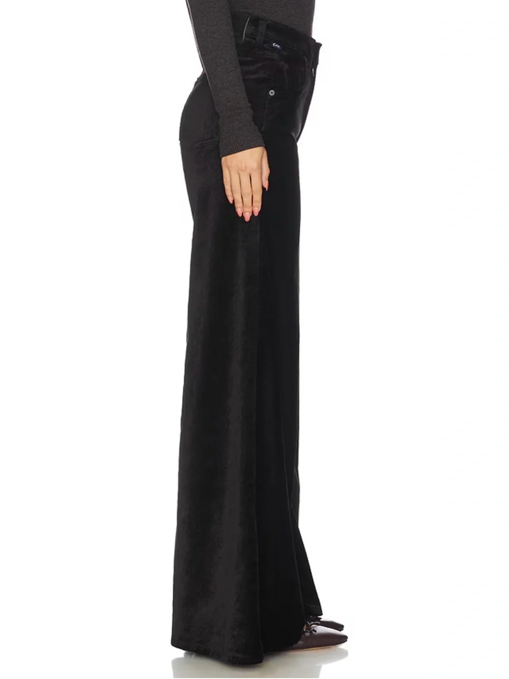 Citizens of Humanity Amari Ultra in Black Velvet Wide Leg Pants Women’s Size 27
